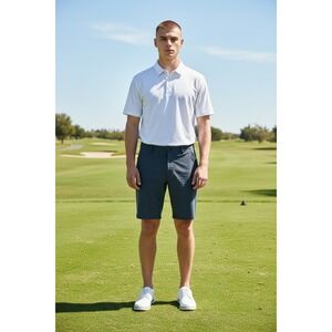 Burnside Mens 36 Hybrid Golf Walk Shorts Navy Blue Heathered Tech Pocket